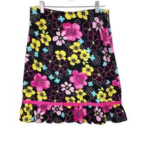 Y2K Vintage Pencil Skirt Black Pink Hawaiian Floral Print Size Juniors 5